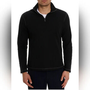 Robert Graham Burton 1/4 zip Mock Pullover black Large Nwot
